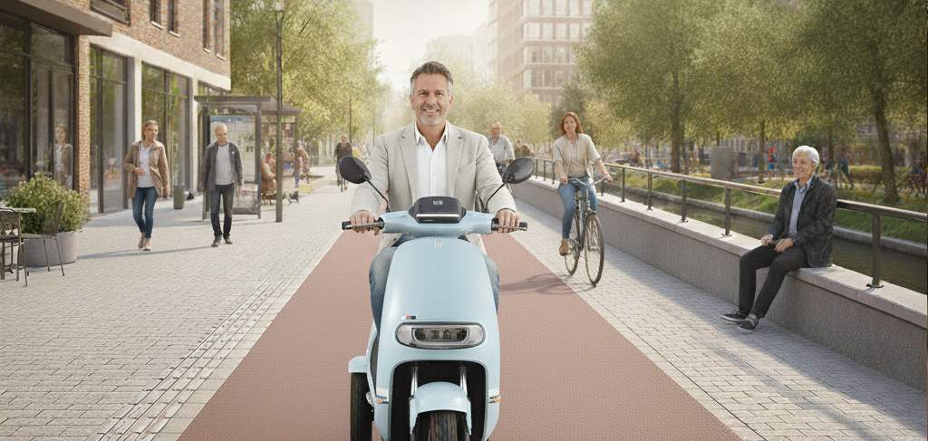 persoon-rijd op move magic m1gehandicaptenvoertuig